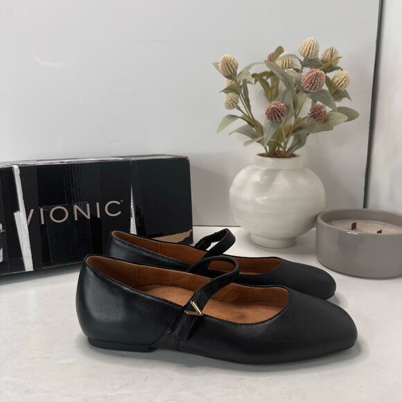 Vionic Alameda Leather Mary Jane Flats Shoes Black I8661L1001 Women's 5 Wide NWB - Picture 4 of 11